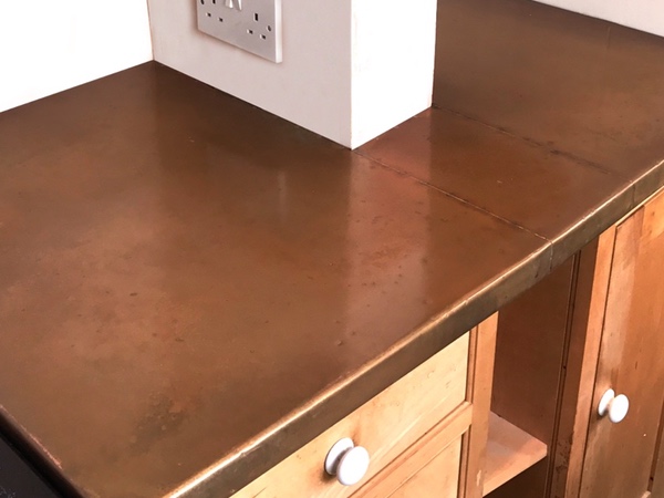 Custom Made Patinated Copper Worktop