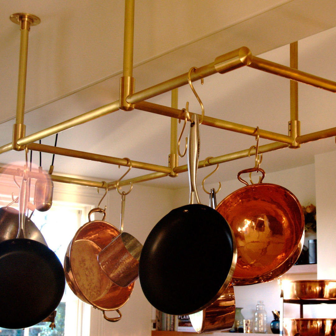 Brass Pot Rack Ceiling Mounted Pot Rack Overhead Pan Rack