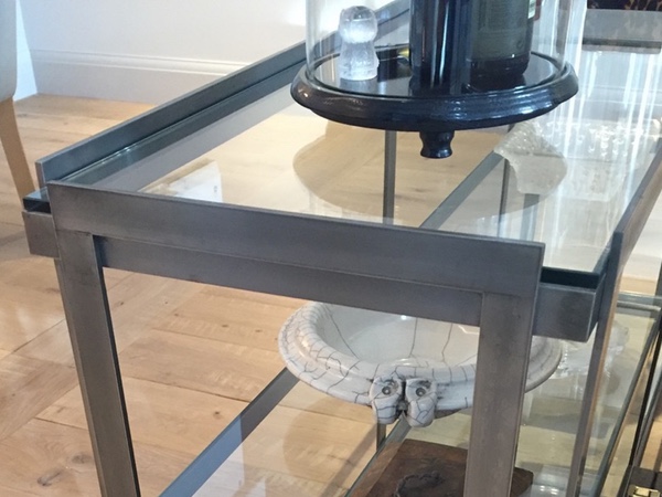 Custom Made Contemporary Steel & Glass Coffee Table & Console Unit