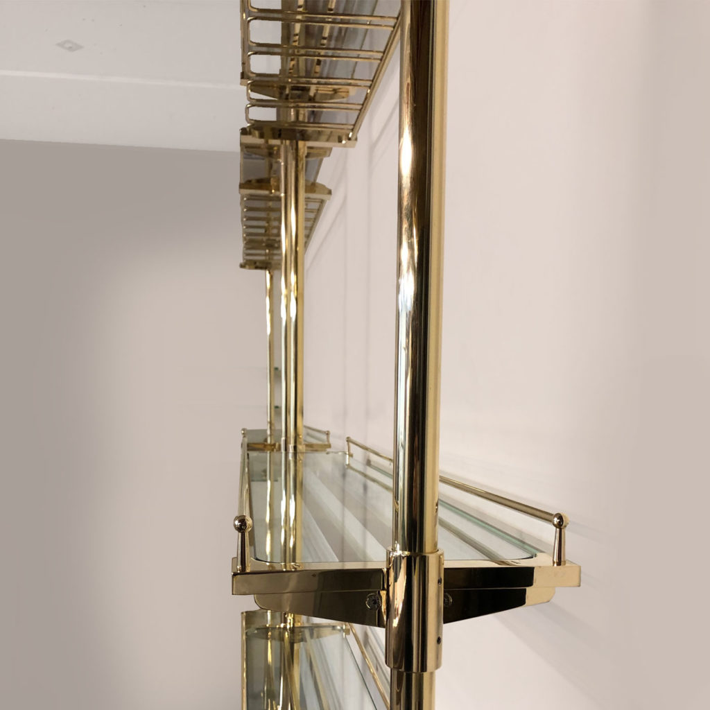 Brass and Glass Bar Shelving Display Bottle and Glassware Shelving