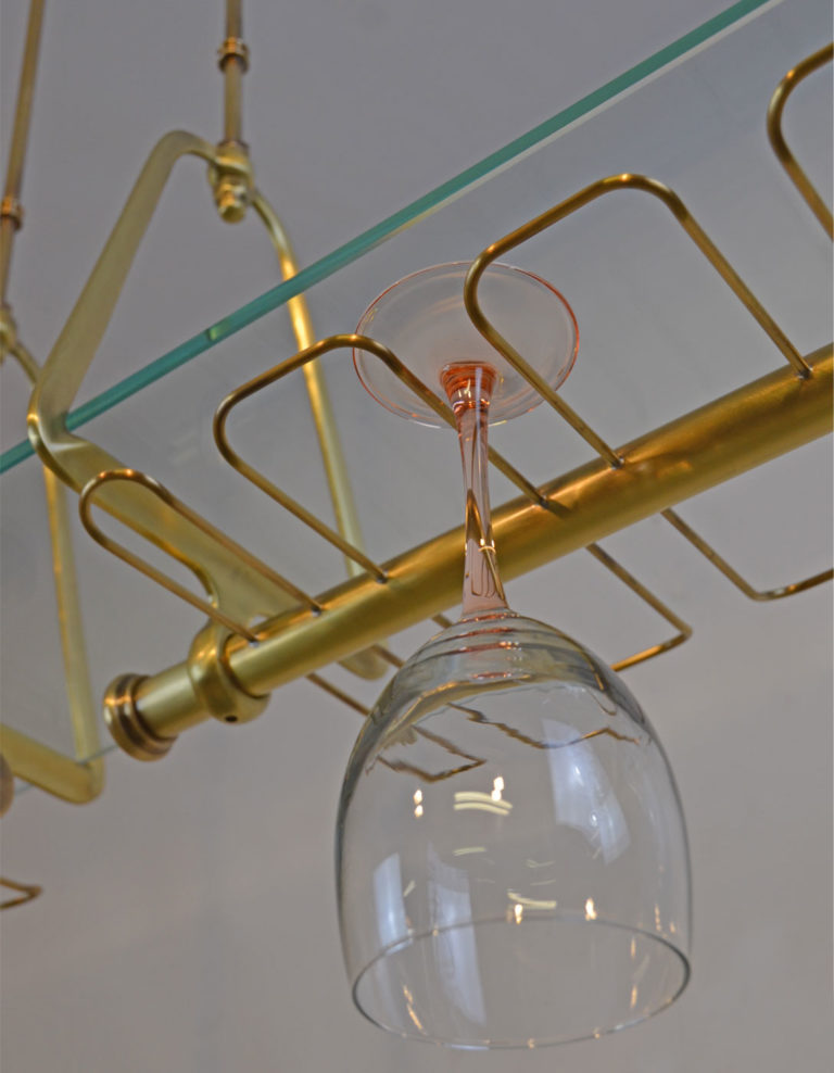 Brass Wine Glass Hanging Shelves Handmade Glassware Storage