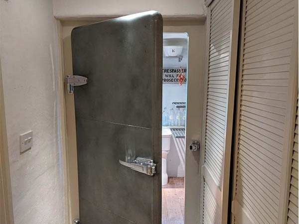 Custom Made Aged Zinc Retro Refrigerator Style Pantry Door