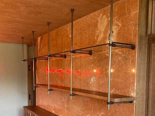 Patinated Copper & Bronze Contemporary Industrial Wall Shelving Unit