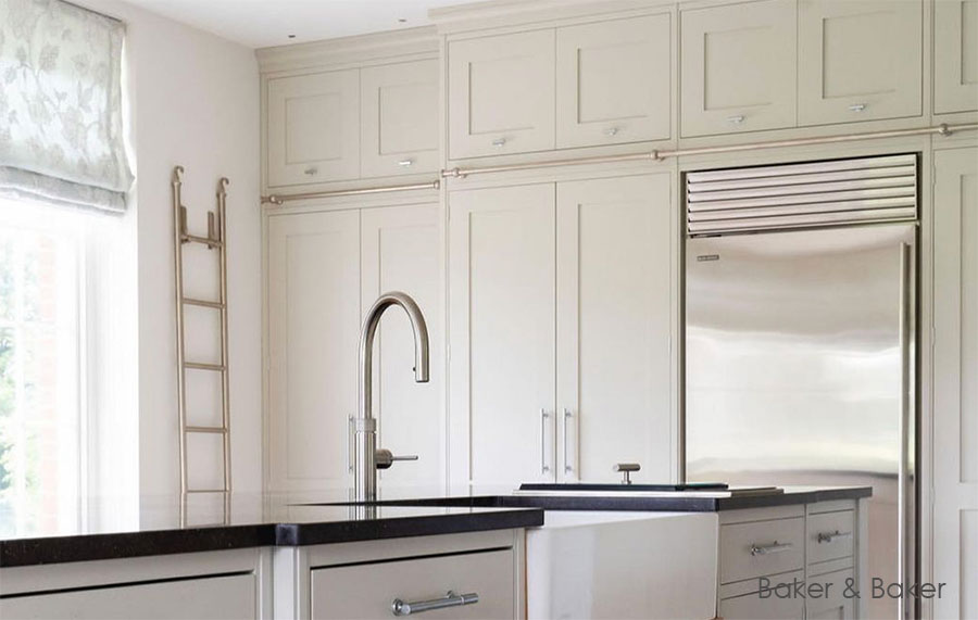 Bespoke-hand-made-satin-nickel-kitchen-hook-on-ladder-and-rails-by-Andrew-Nebbett-Designs