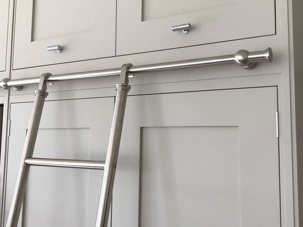 Brushed Nickel Hook-On Library Ladder and Rails
