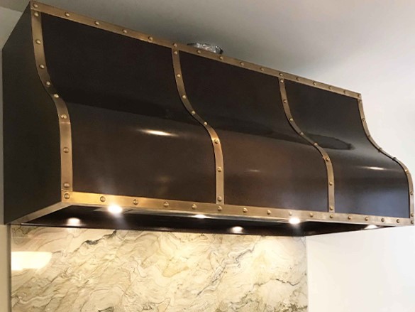 Bespoke Patinated Copper and Brass Cooker Hood