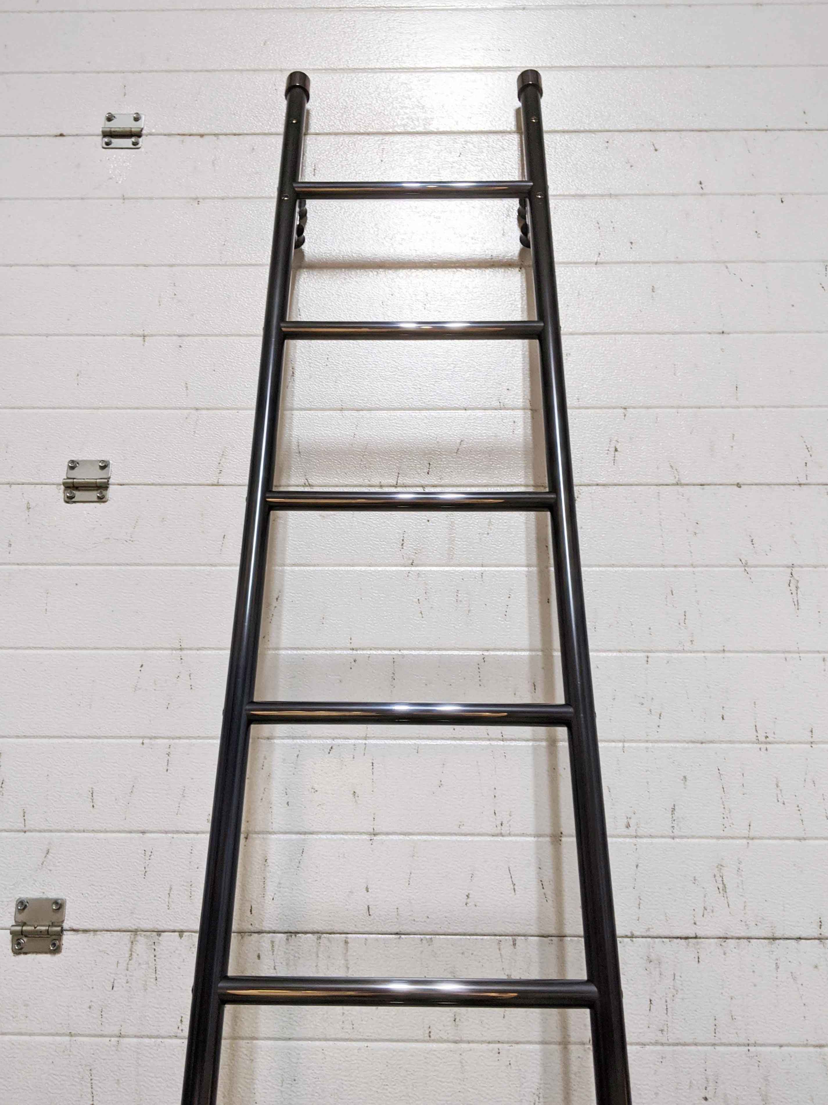 Contemporary Blackened Steel and Bronze Finished Brass Library Ladder