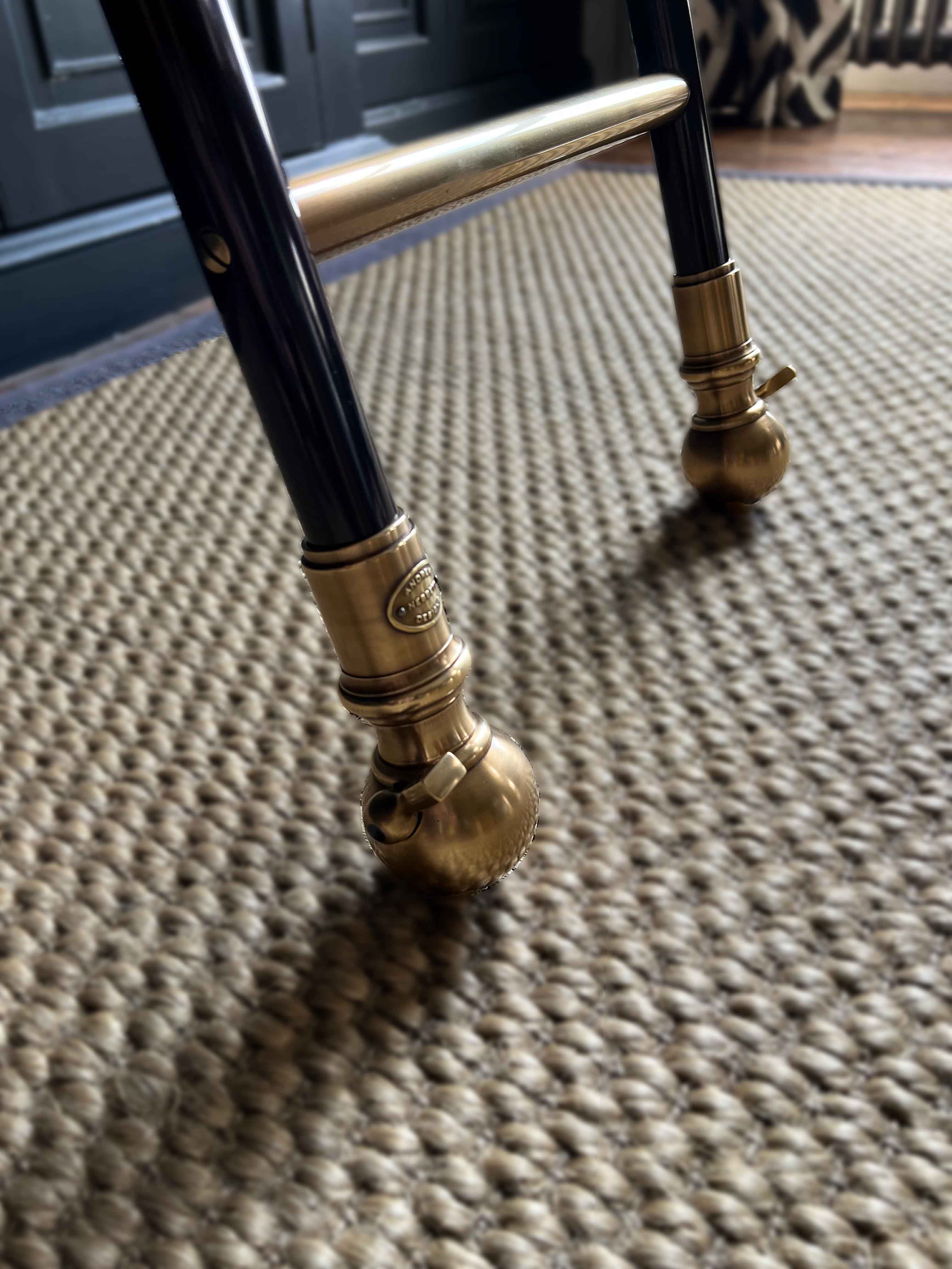 Bespoke Patinated Brass Bookcase Library Ladder and Rails Andrew