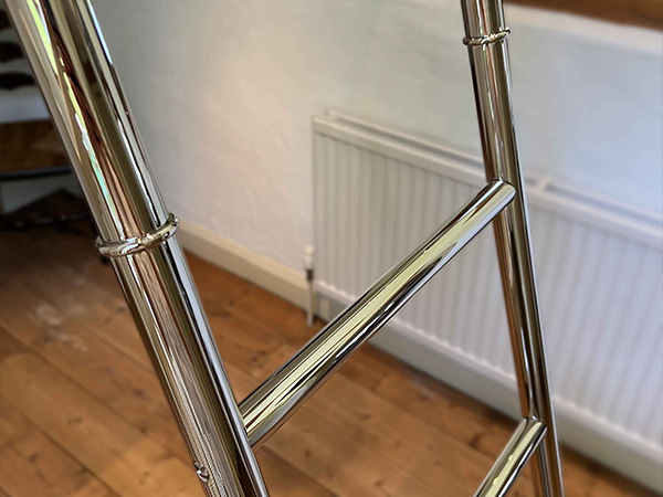 Bespoke Polished Nickel-Plated Aluminium Library Ladder