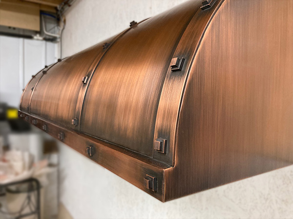 Patinated Copper Custom-Made Cooker Hood