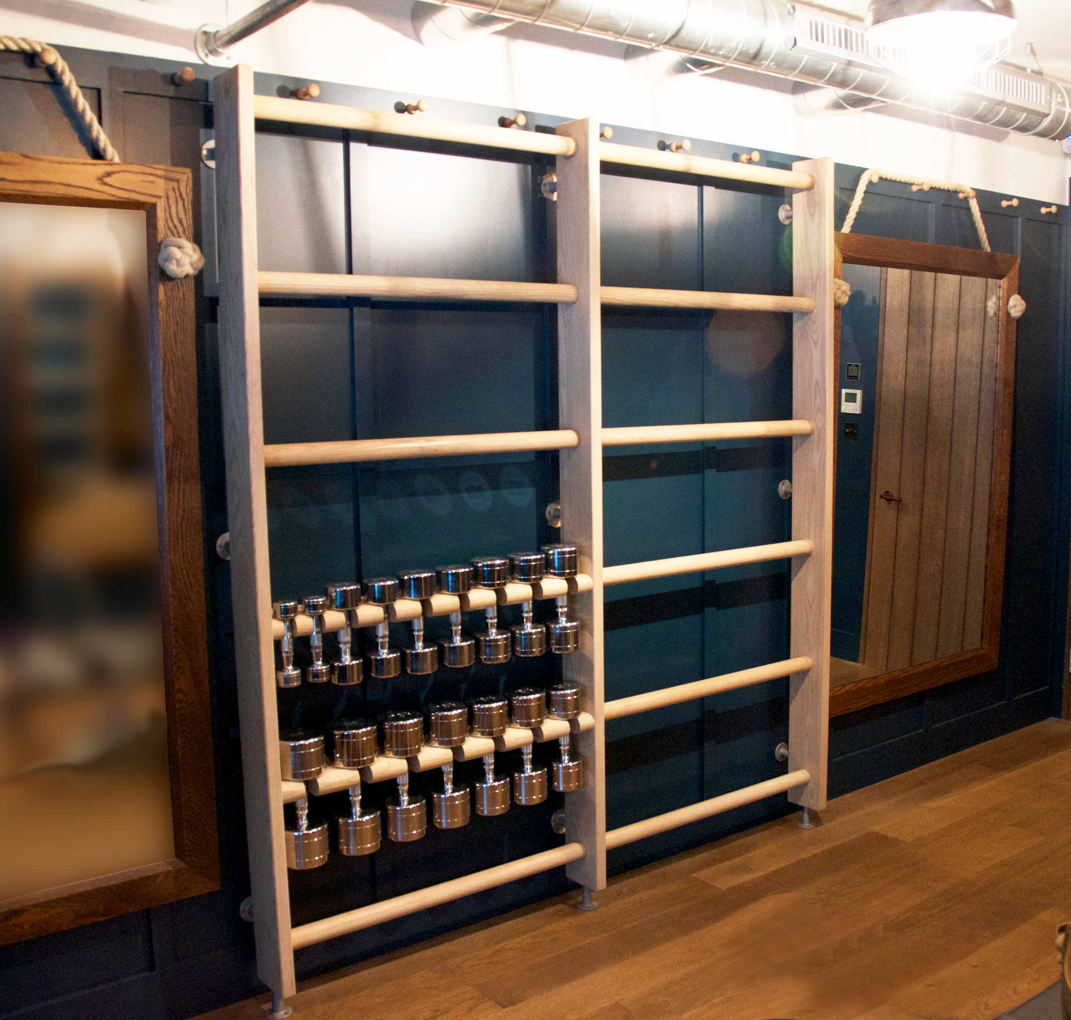 Bespoke WallMounted Weight Rack for a Home Gym Andrew Nebbett Designs