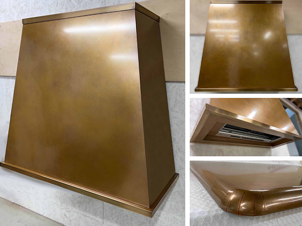 Custom-Made Aged Copper Cooker Hood and Mini Worktop